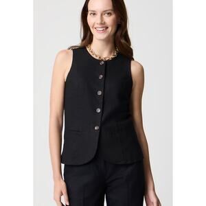 Classic Black Sleeveless Button-Front Top